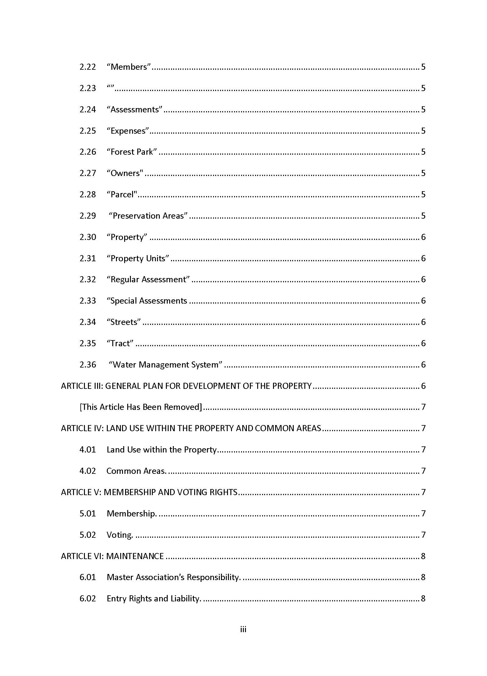 Table of Contents Page iii