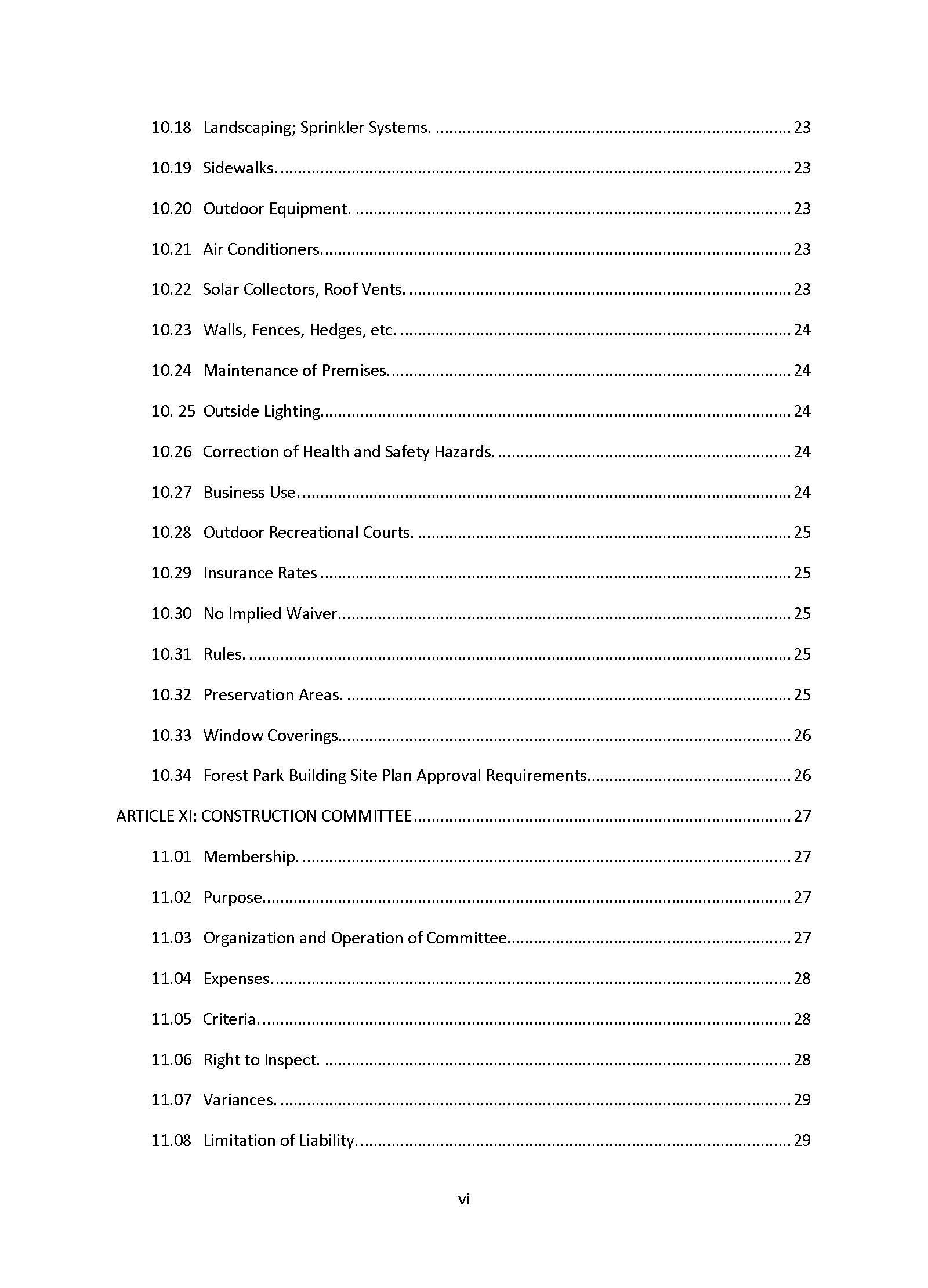 Table of Contents Page vi